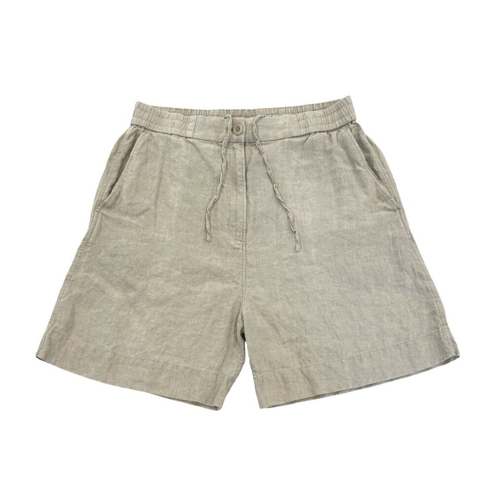 COS Linen Shorts Womens Size M Beige High Rise Pull On Elastic Waist